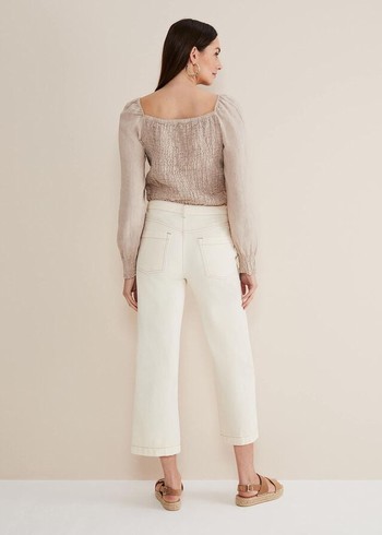 Phase Eight Fraya Wide Leg Jeans White Canada | QWHPNU-954